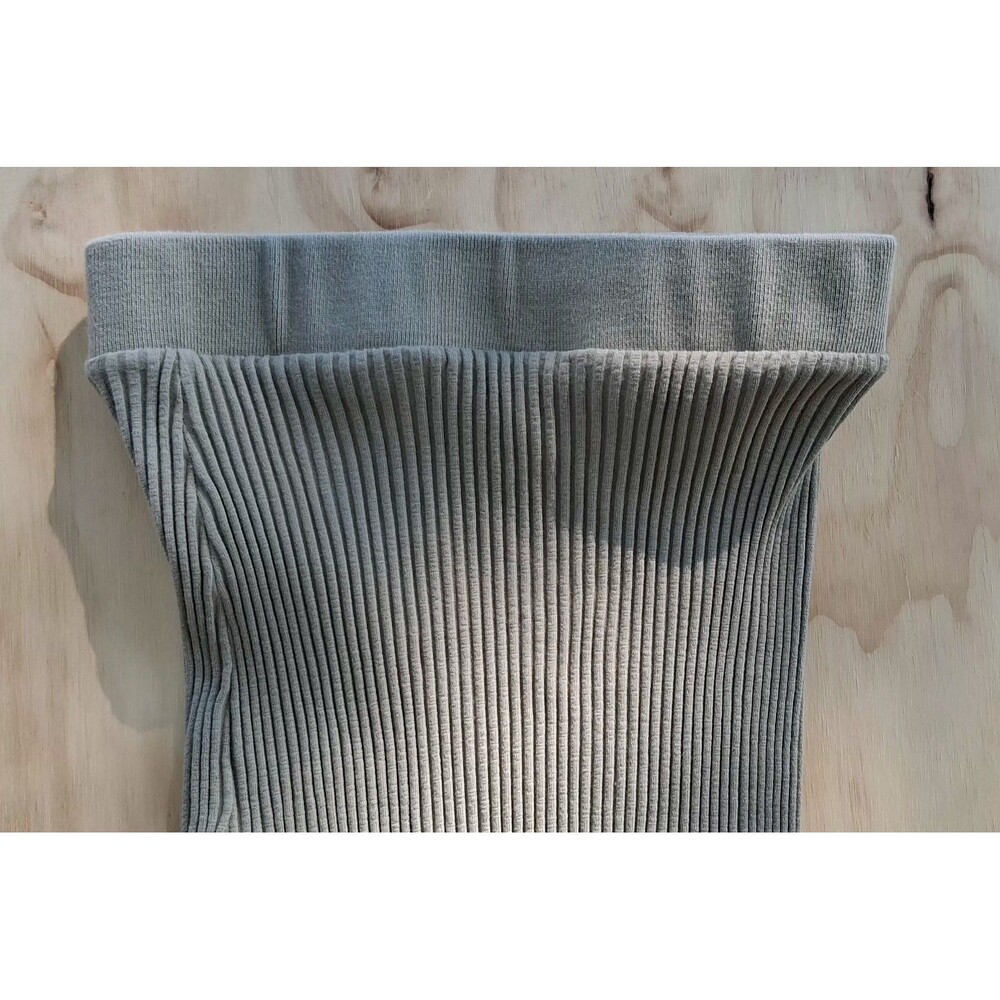 Zara Ribbed Knit Midi Bodycon Skirt M Sage Green Minimalist Quiet Luxury - Picture 3 of 6